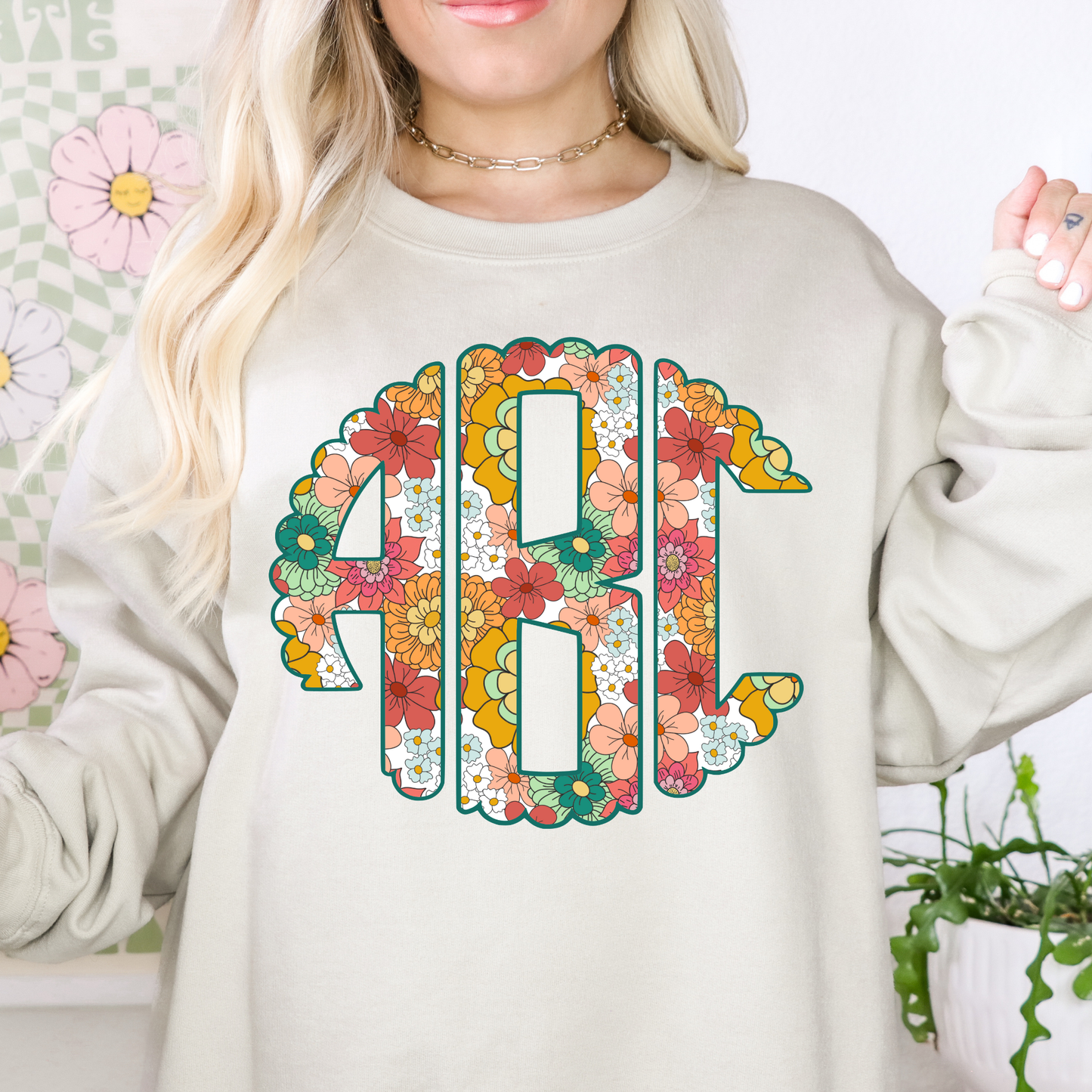 Groovy Spring Flowers - Custom Monogram Transfer