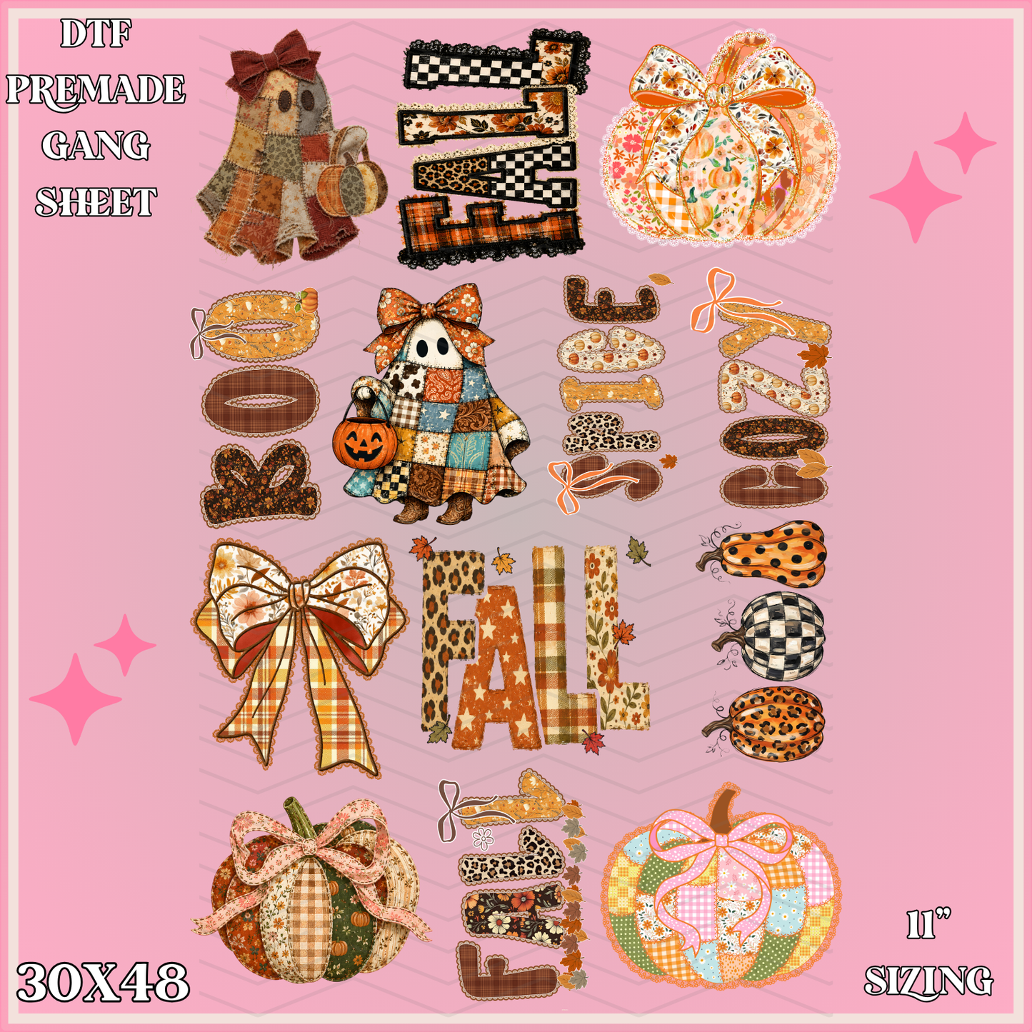 Hello Patchwork Fall - 30x48 - PREMADE GANG SHEET
