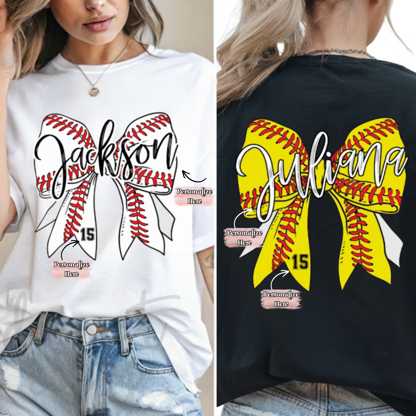 Baseball/Softball Bow - ‼️Fully Customizable Transfer‼️