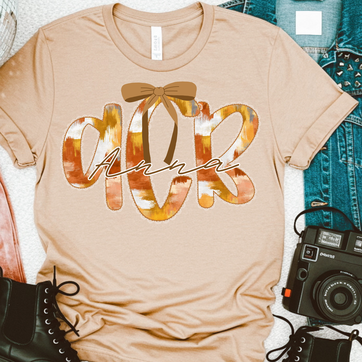 Fall Colored Brushstroke - Custom Monogram Transfer