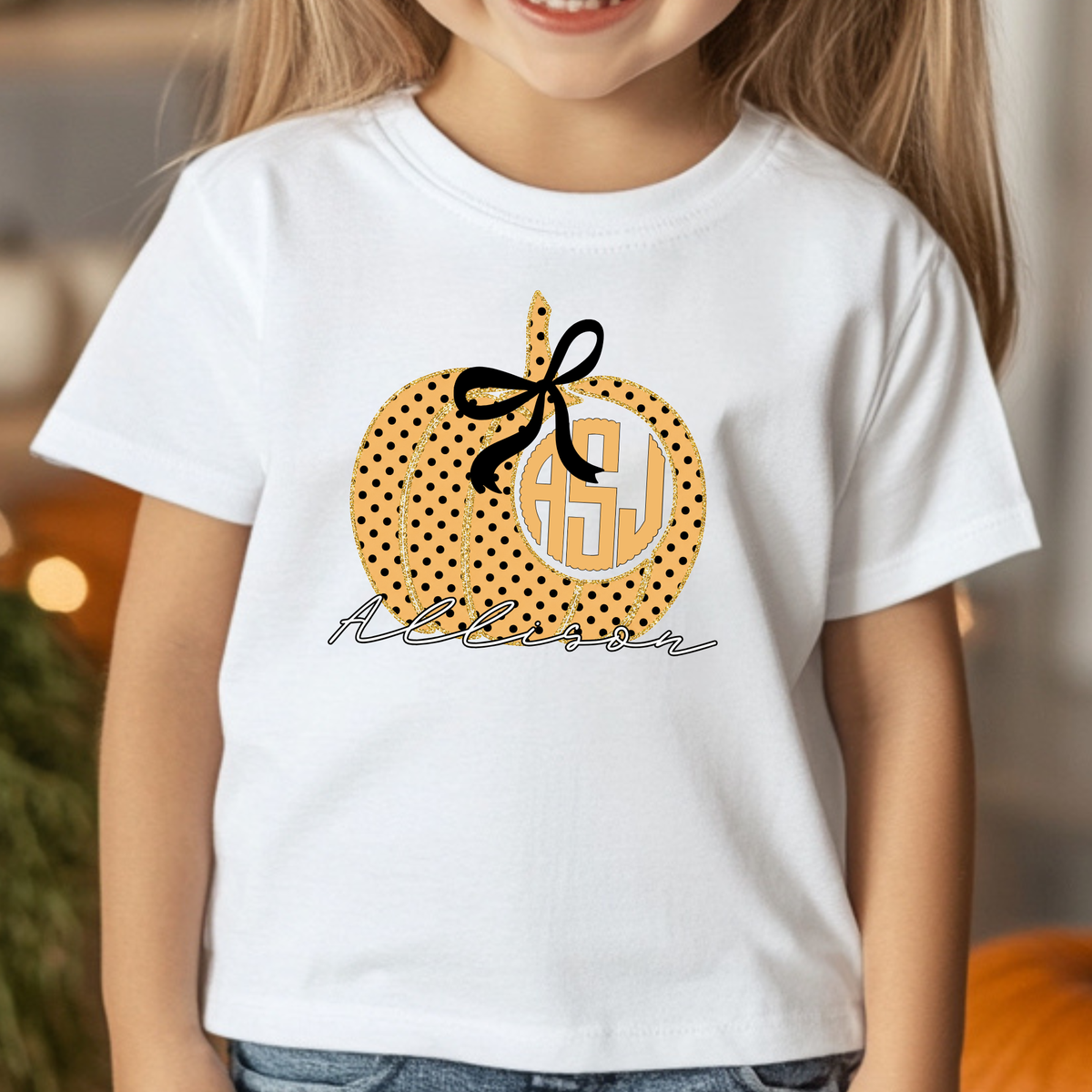 Polkadot Pumpkin - Custom Monogram Transfer
