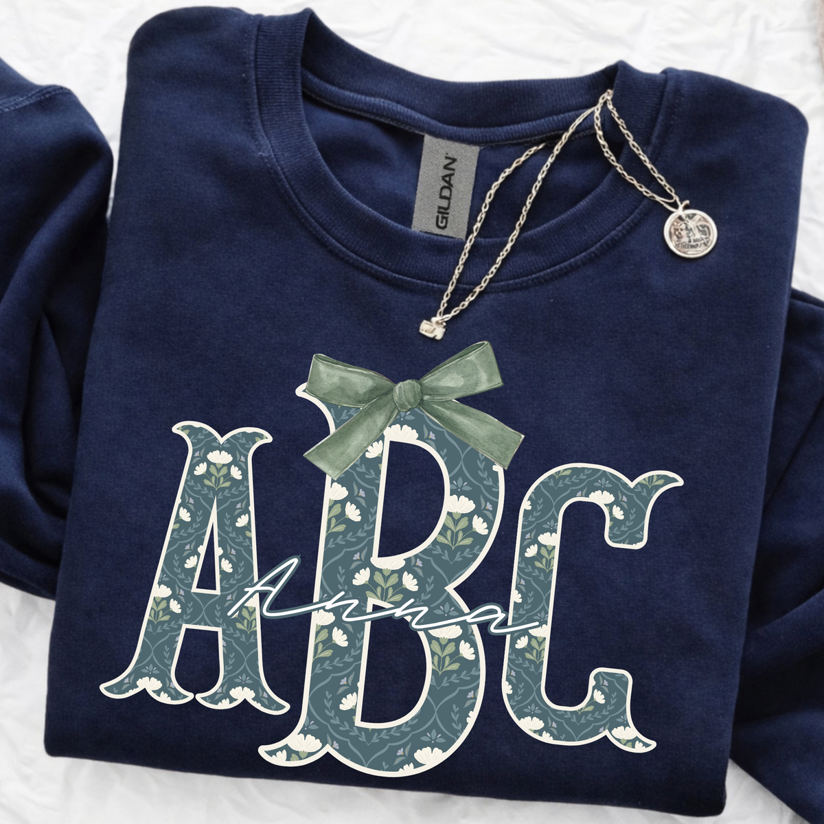 Green & Blue Florals - Custom Monogram Transfer