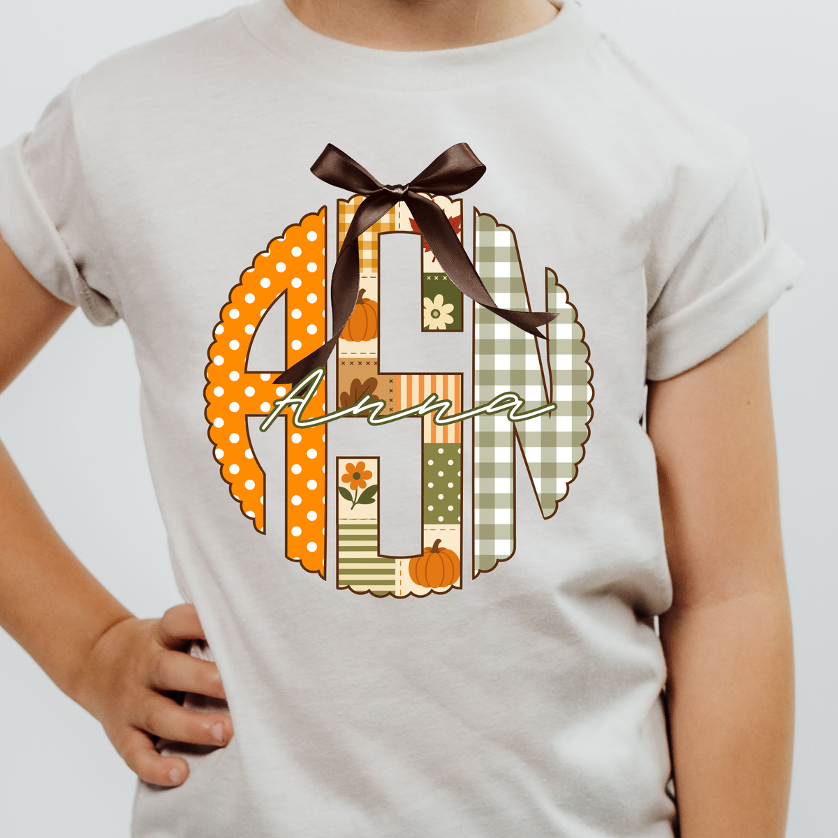 Pumpkin Plaid - Custom Monogram Transfer