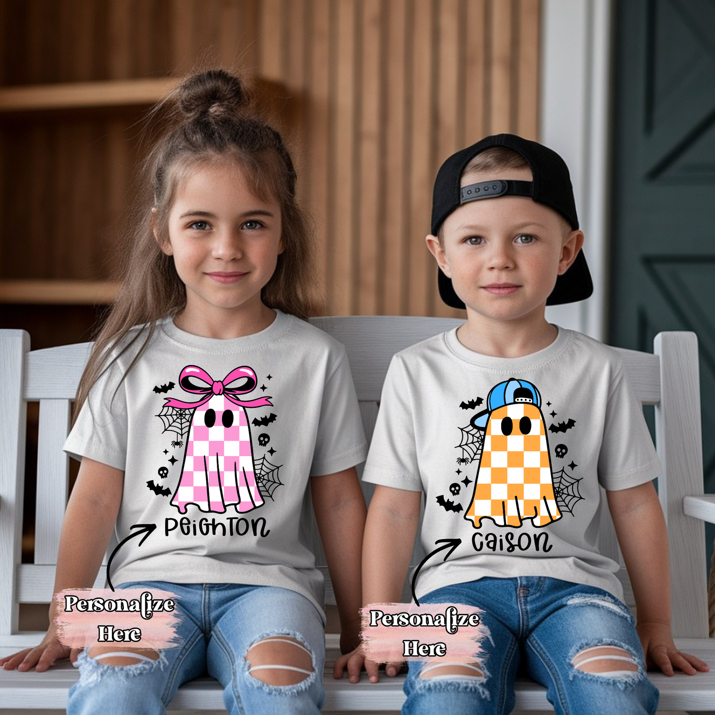 Checkered Ghost & Cobwebs Nameplate - ‼️Fully Customizable Transfer‼️