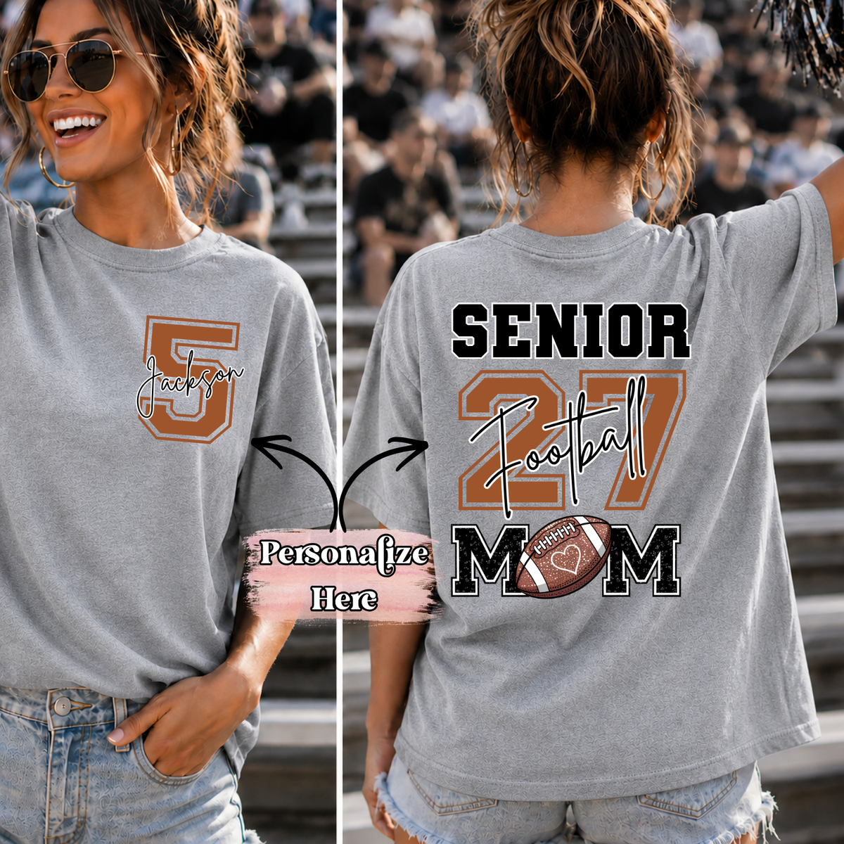 Senior Football Mom - ‼️Fully Customizable Transfer‼️