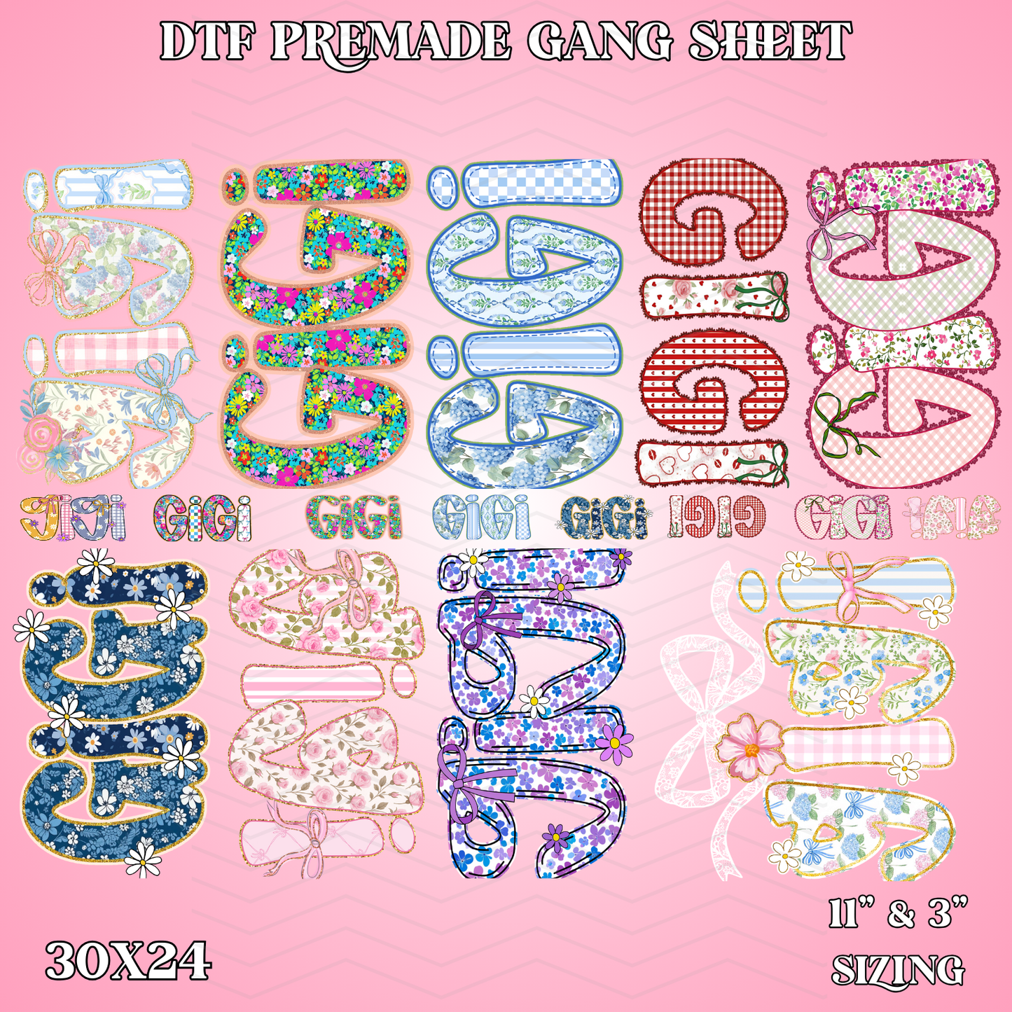 Floral Gigi 30x24 - PREMADE GANG SHEET
