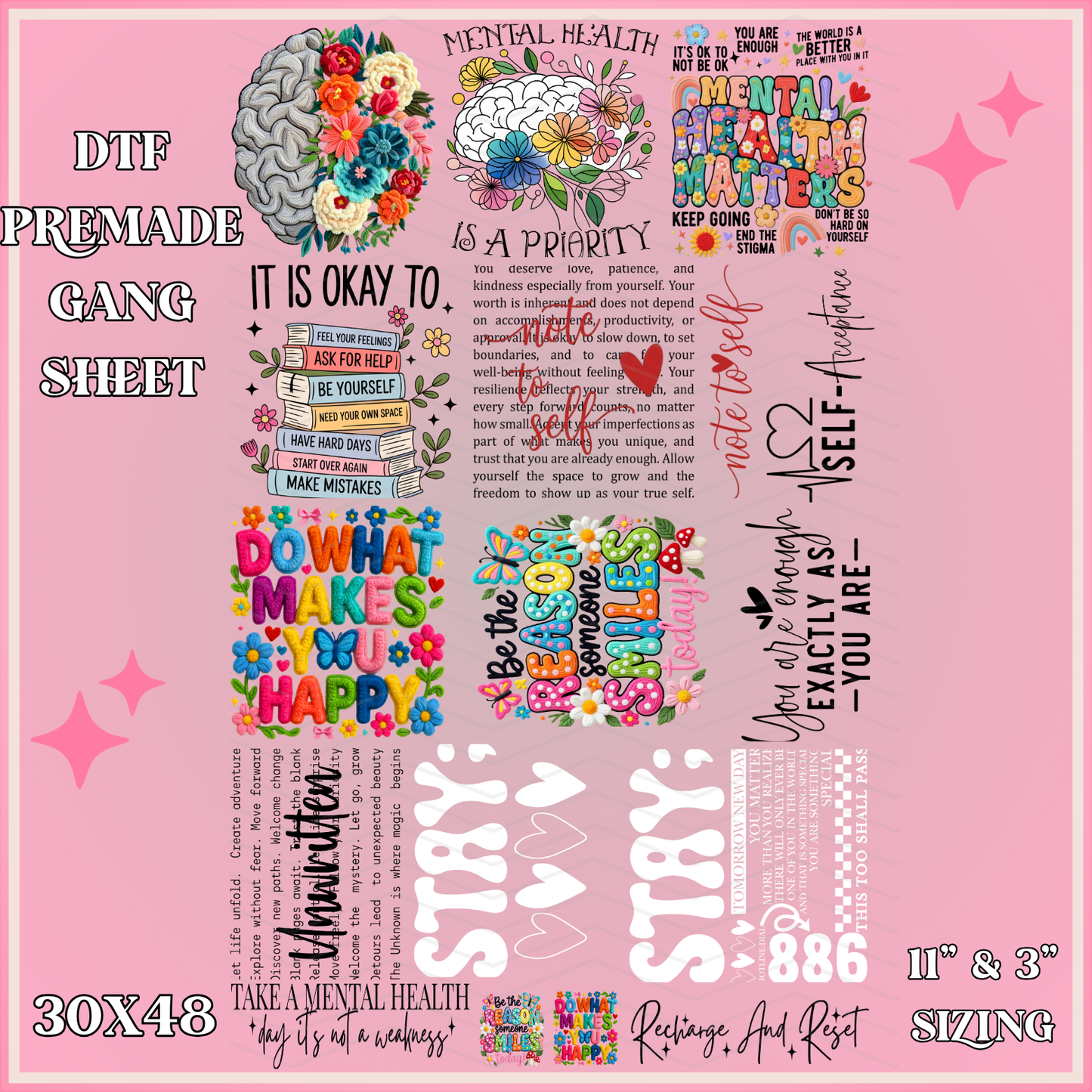 Inspirational Mental health - 30x48 - PREMADE GANG SHEET