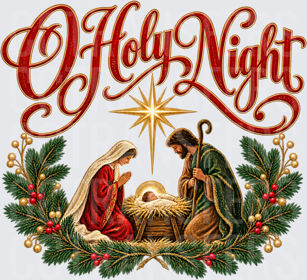 O Holy Night Nativity Scene Christmas Star (DTF)
