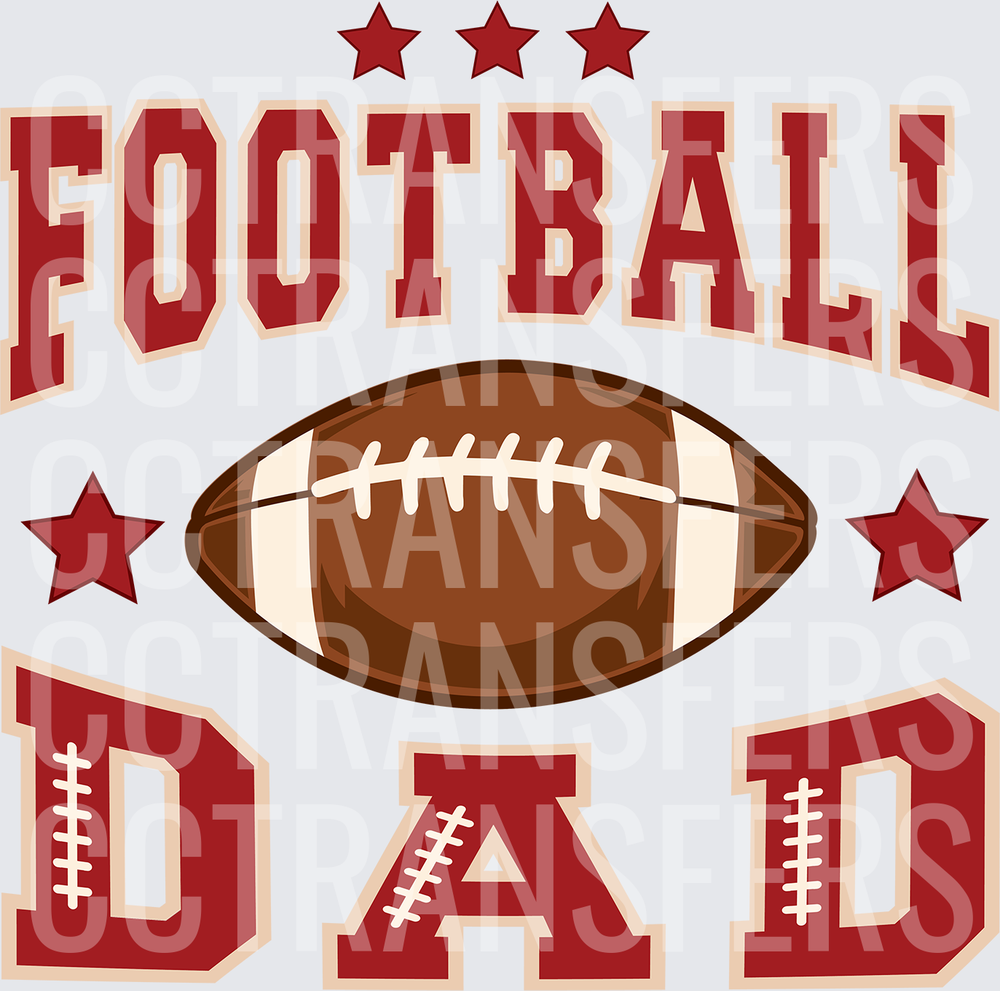 Football Dad Stars Gridiron Ball Varsity Letter Design (DTF)