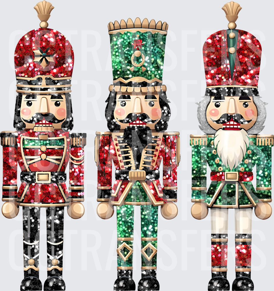 Glitter Christmas Toy Soldier Trio Holiday Nutcrackers (DTF)
