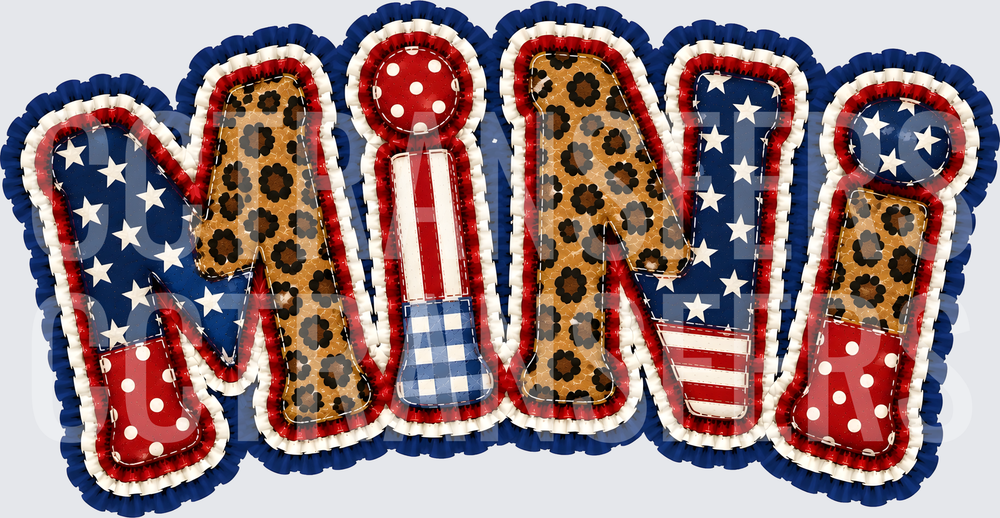 Patriotic Patchwork Mini Faux Applique Letter Word (DTF)