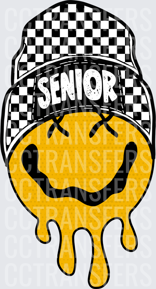Dripping Smiley Face Senior Checkered Hat (DTF)