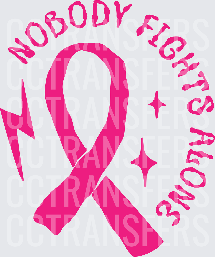 Nobody Fights Alone Pink Ribbon Awareness Lightning (DTF)