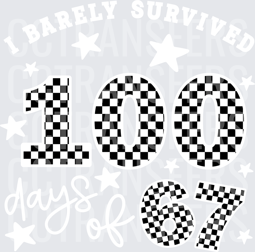 Black White Checkered Racing Number 100 67 (DTF)