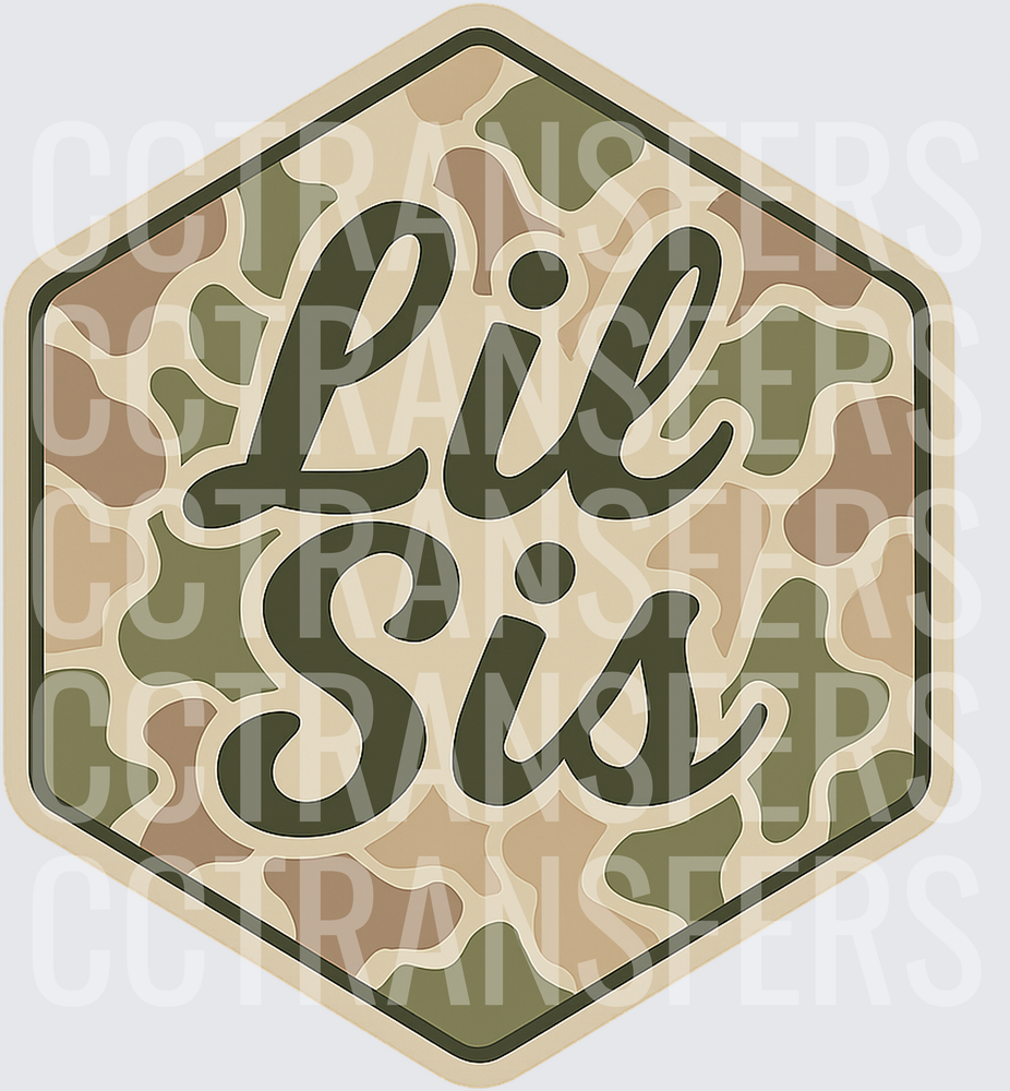 Lil Sis Camo Hexagon Badge (DTF)