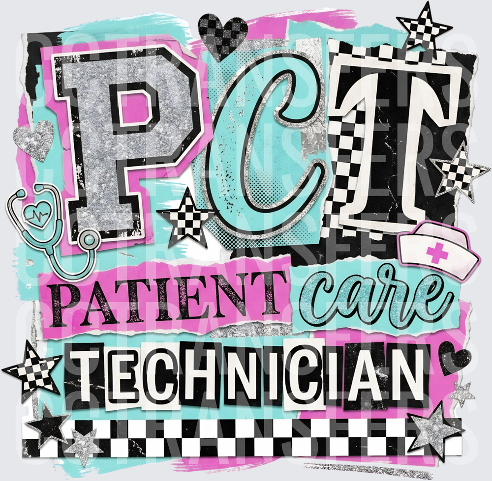 PCT Patient Care Technician Retro Collage (DTF)