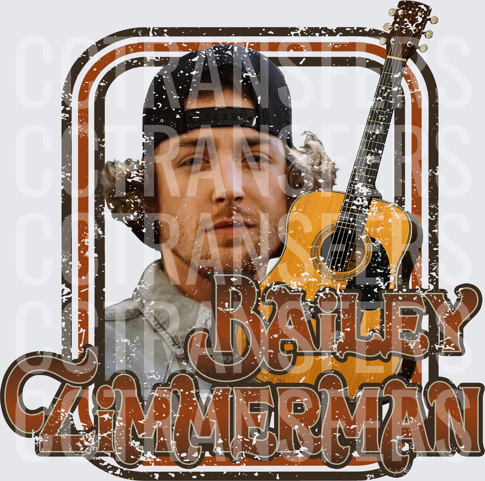 Bailey Zimmerman Country Artist Retro Distressed Guitar (DTF)