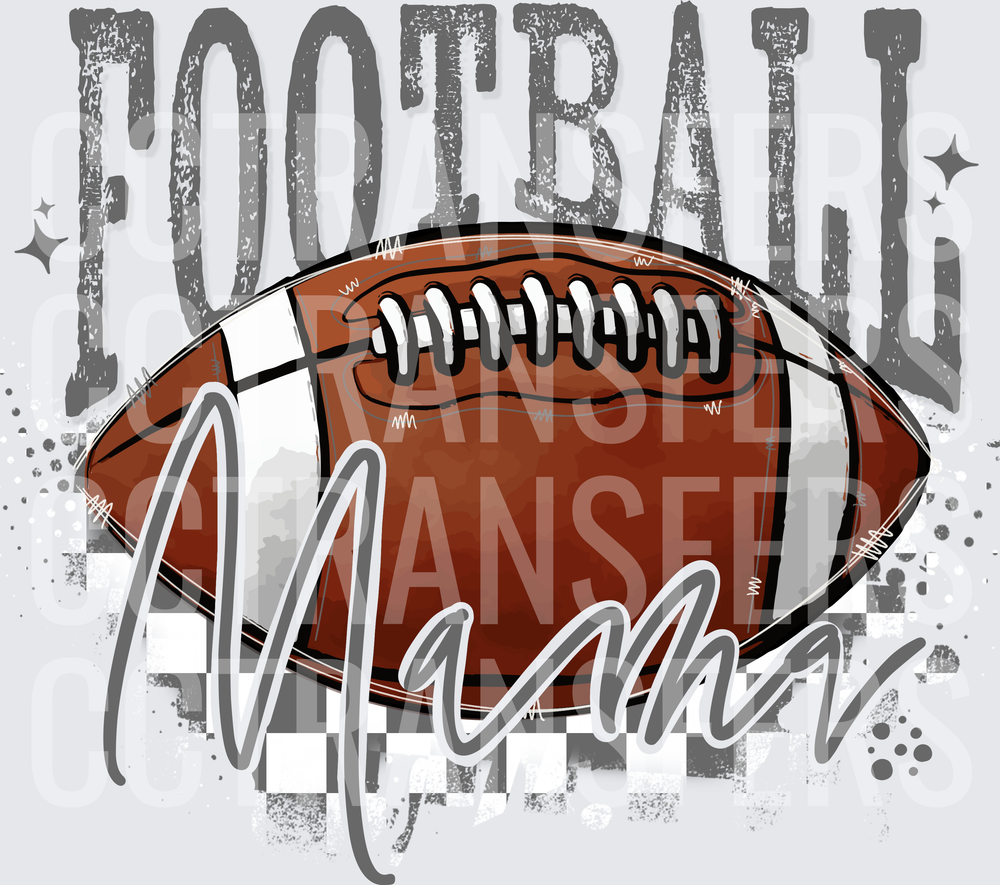 Football Mama Grunge Checkered Design (DTF)