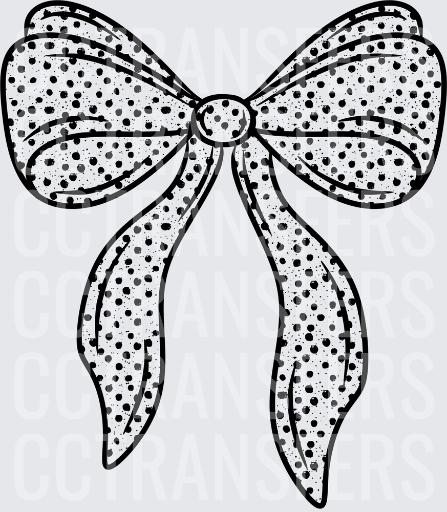 Polka Dot Ribbon Bow Black and White (DTF)