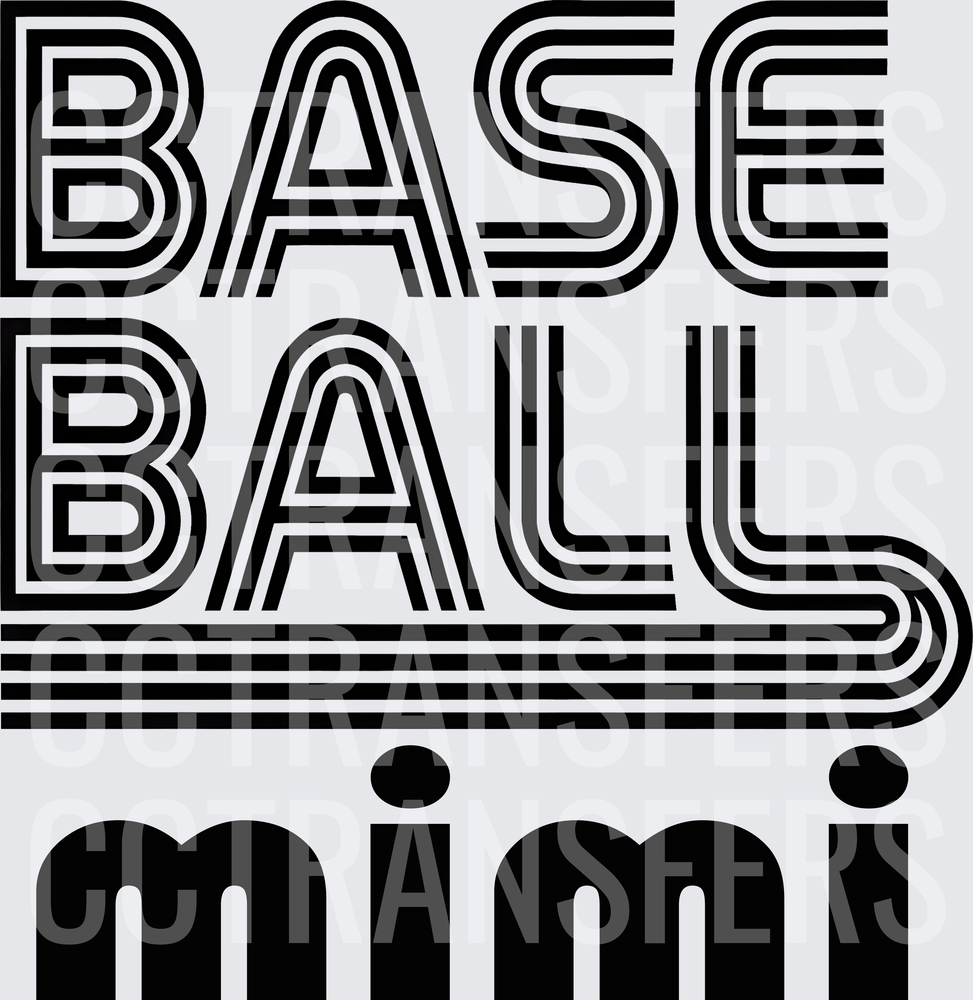 Baseball Mimi Retro Stripe Bold Typography (DTF)