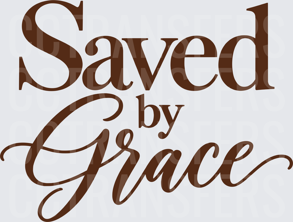 Saved by Grace Brown Script Typography DTF