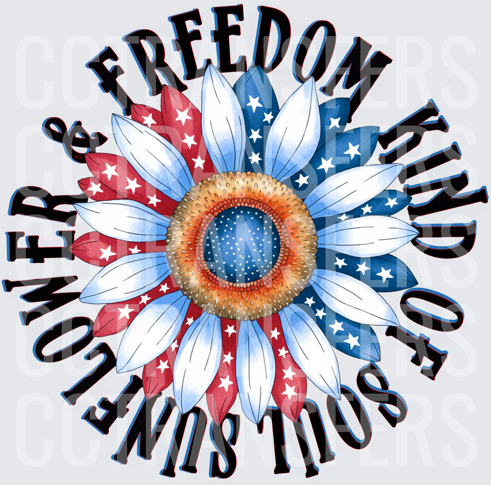 Freedom Kind Of Soul Sunflower Patriotic Stars (DTF)