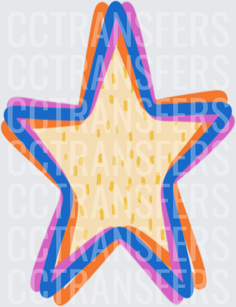 Colorful Layered Star with Speckled Center (DTF)