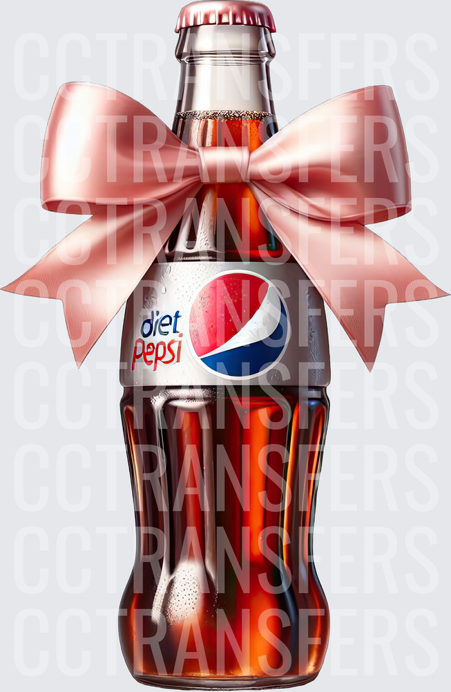Glass Soda Bottle with Pink Bow (DTF)