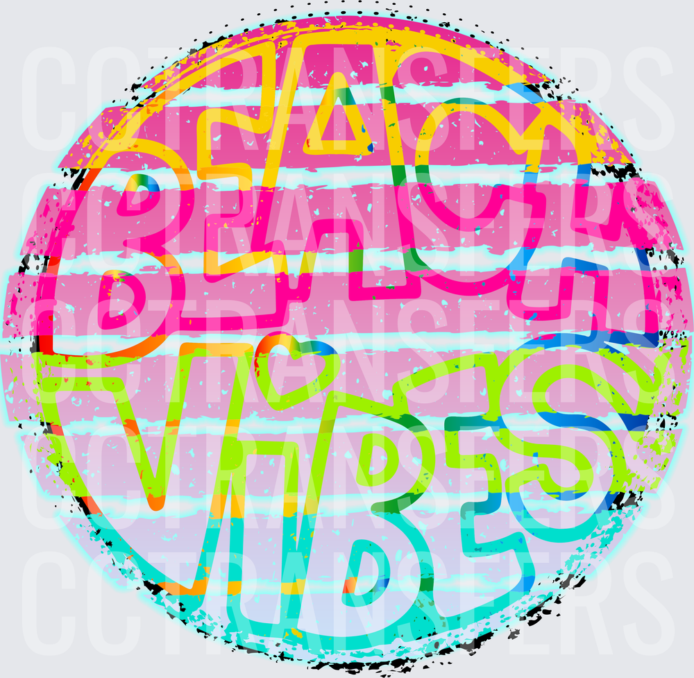 Beach Vibes Colorful Retro Circle Design (DTF)