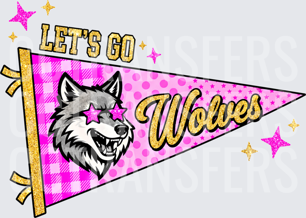 Let's Go Wolves Pink Pennant Wolf Star Sunglasses (DTF)