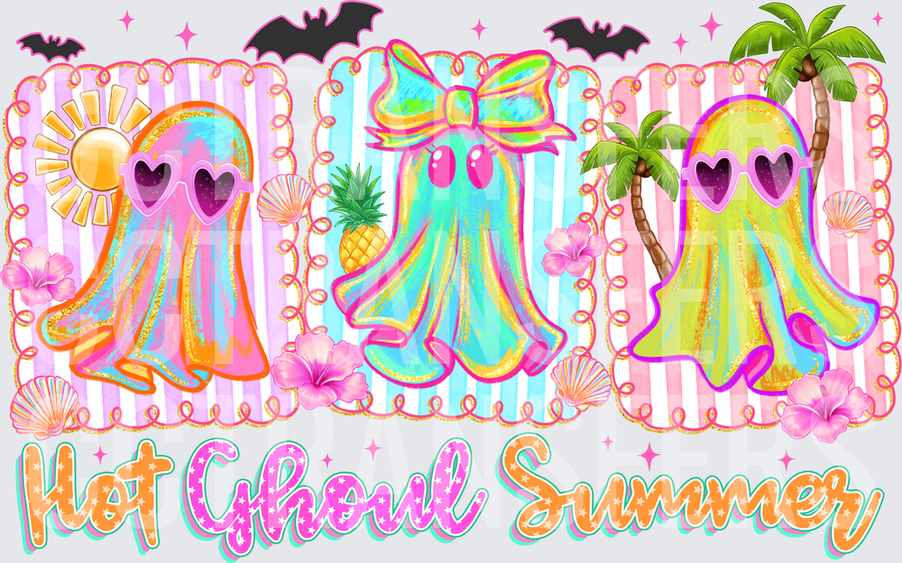 Hot Ghoul Summer Tropical Ghosts Heart Sunglasses (DTF)