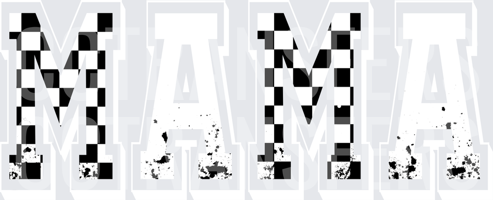 Checkered Pattern Letter M Grunge Distressed Design (DTF)