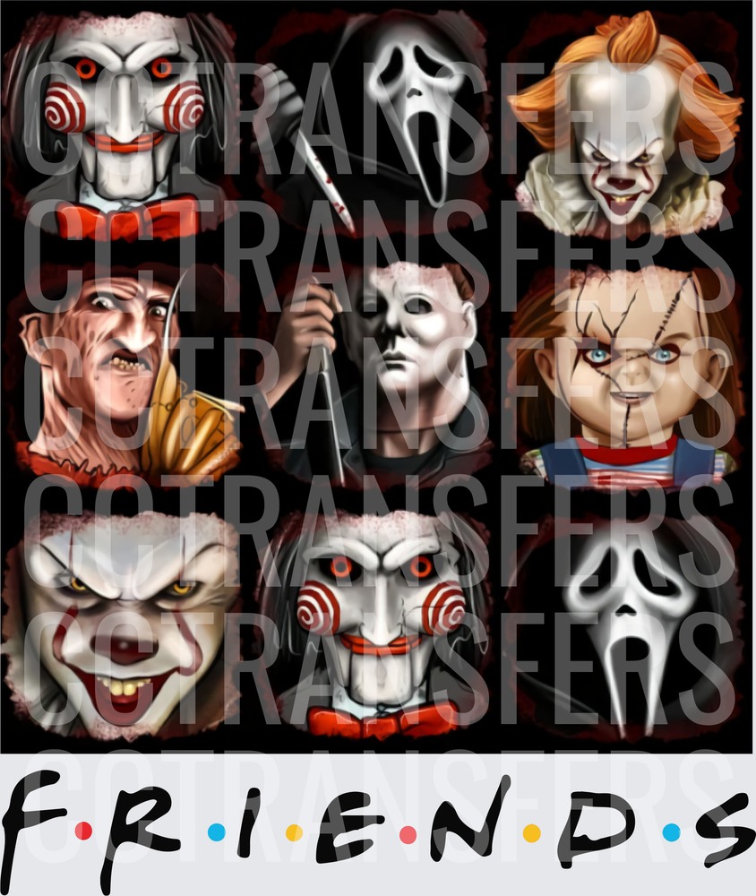 Horror Icons Friends TV Show Parody Collage (DTF)