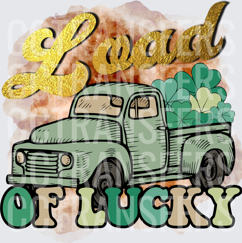 Load of Lucky Vintage Green Truck Shamrocks St. Patrick's (DTF)