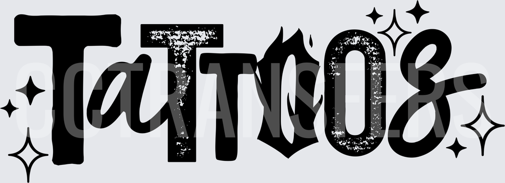Mixed Font Tattoos Word Art with Sparkles (DTF)