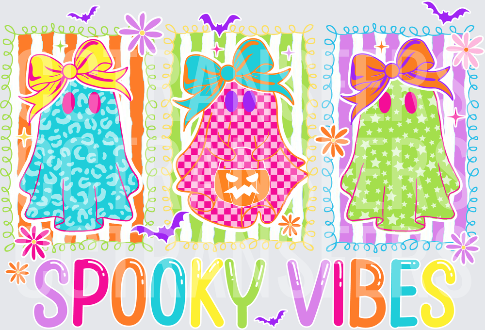 Spooky Vibes Bow Ghost Trio Halloween (DTF)