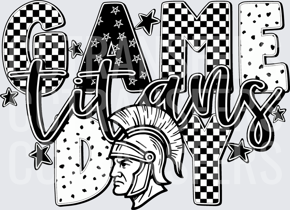 Game Day Titans Warrior Helmet Checkered Stars (DTF)