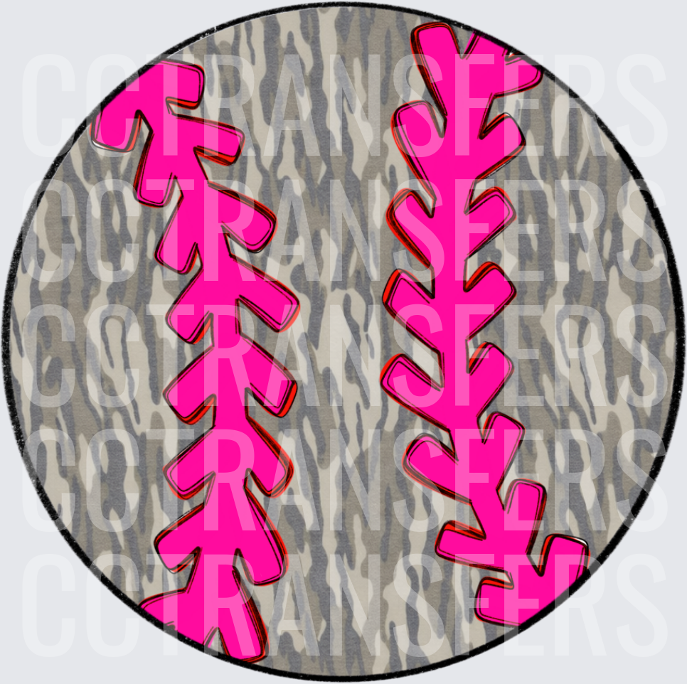 Camo Baseball Hot Pink Stitching (DTF)
