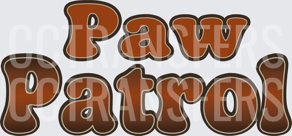 Paw Patrol Retro Brown Gradient Bold Text (DTF)