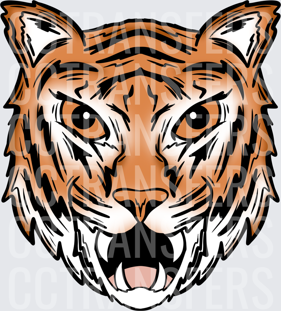 Fierce Roaring Tiger Face Bold Illustration (DTF)