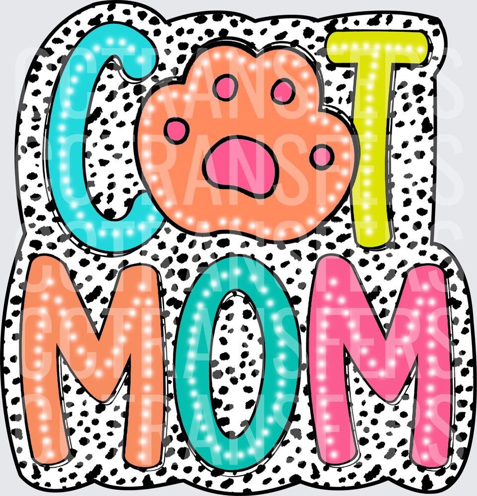 Cat Mom Paw Print Dalmatian Marquee Letters (DTF)