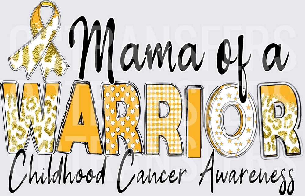 Mama of a Warrior Childhood Cancer Awareness Gold Ribbon (DTF)