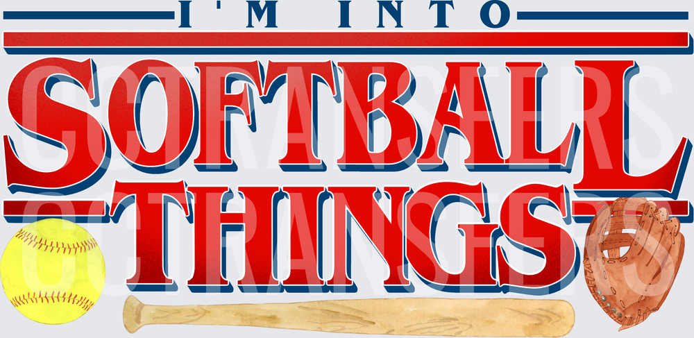 I'm Into Softball Things Bat Ball Glove Horror Font (DTF)