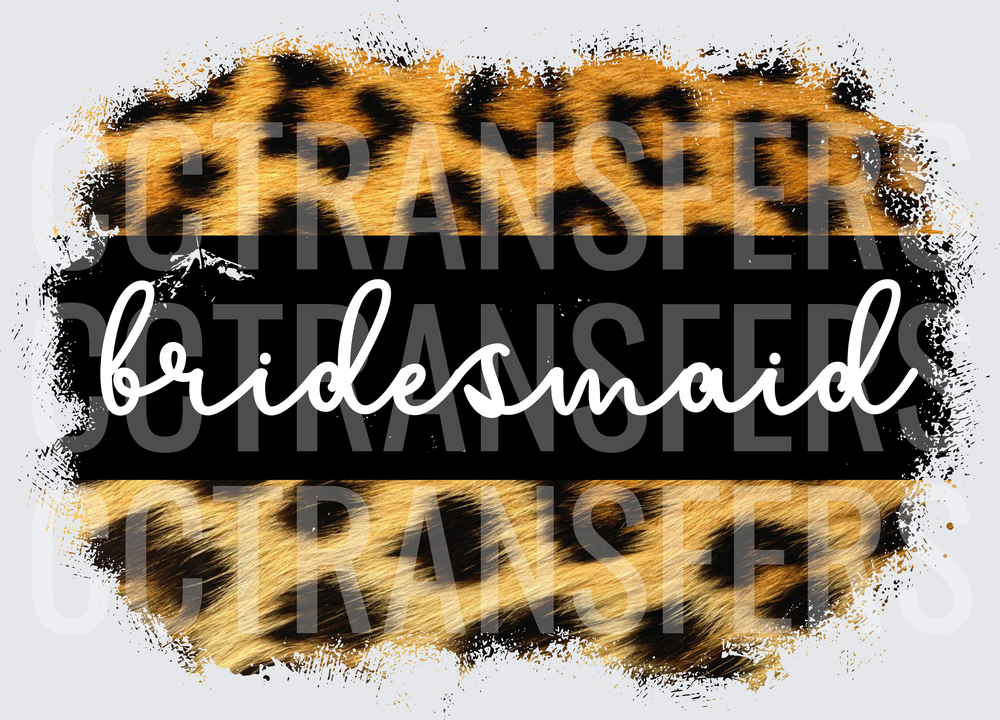Bridesmaid Leopard Print Grunge Script (DTF)