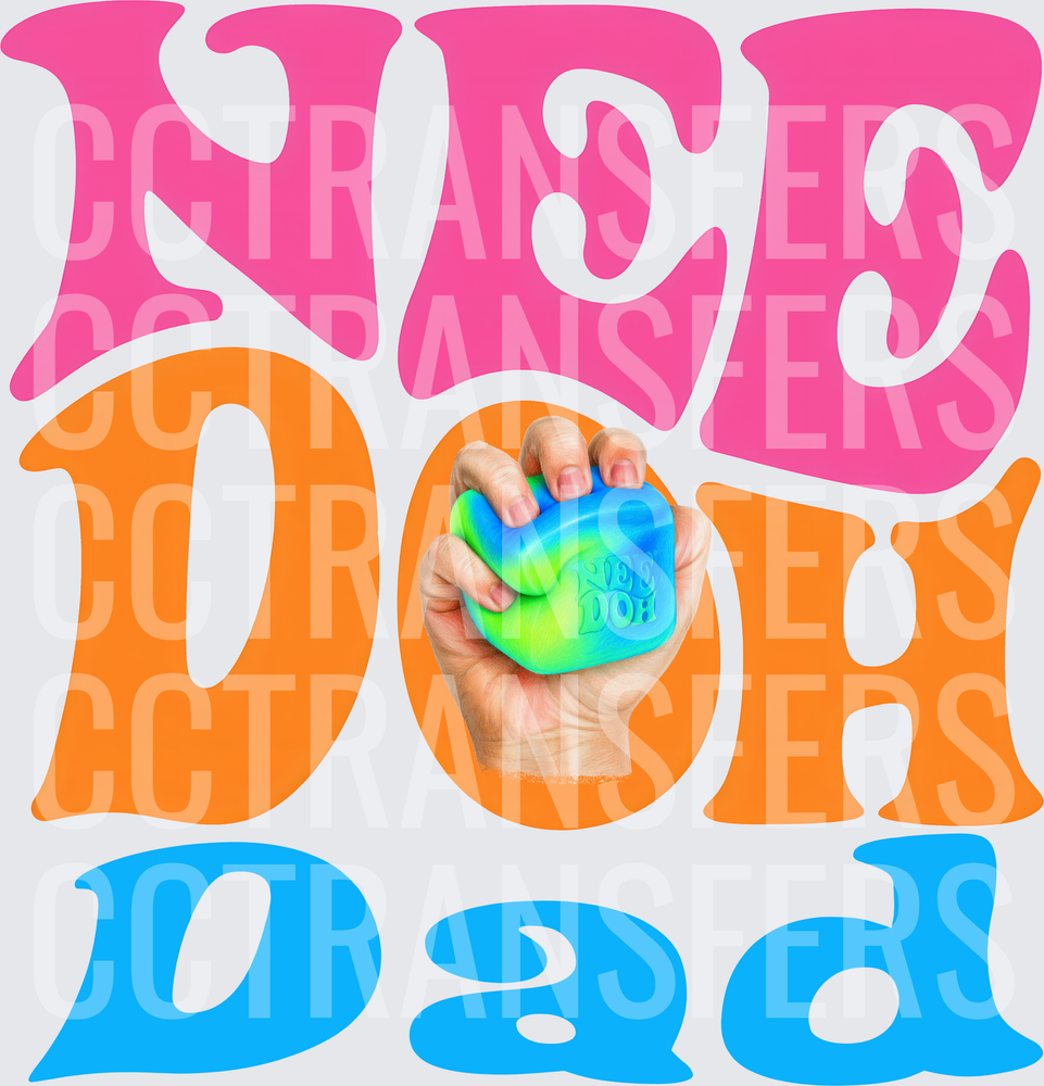 Nee Doh Dad Groovy Stress Ball Hand Typography (DTF)
