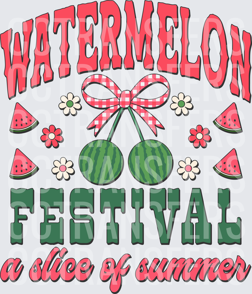 Watermelon Festival A Slice of Summer Floral Bow Design (DTF)