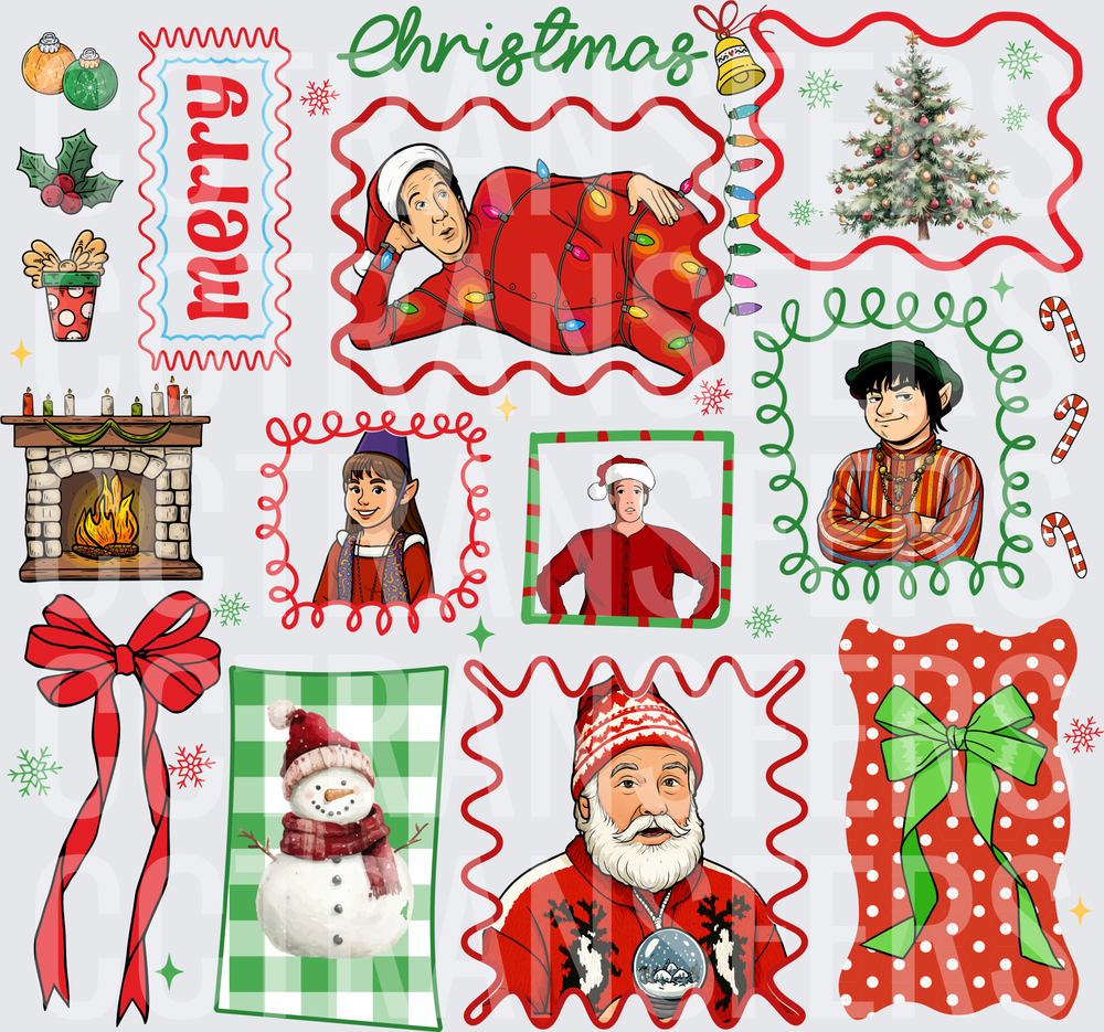 Merry Christmas Holiday Movie Characters Collage (DTF)