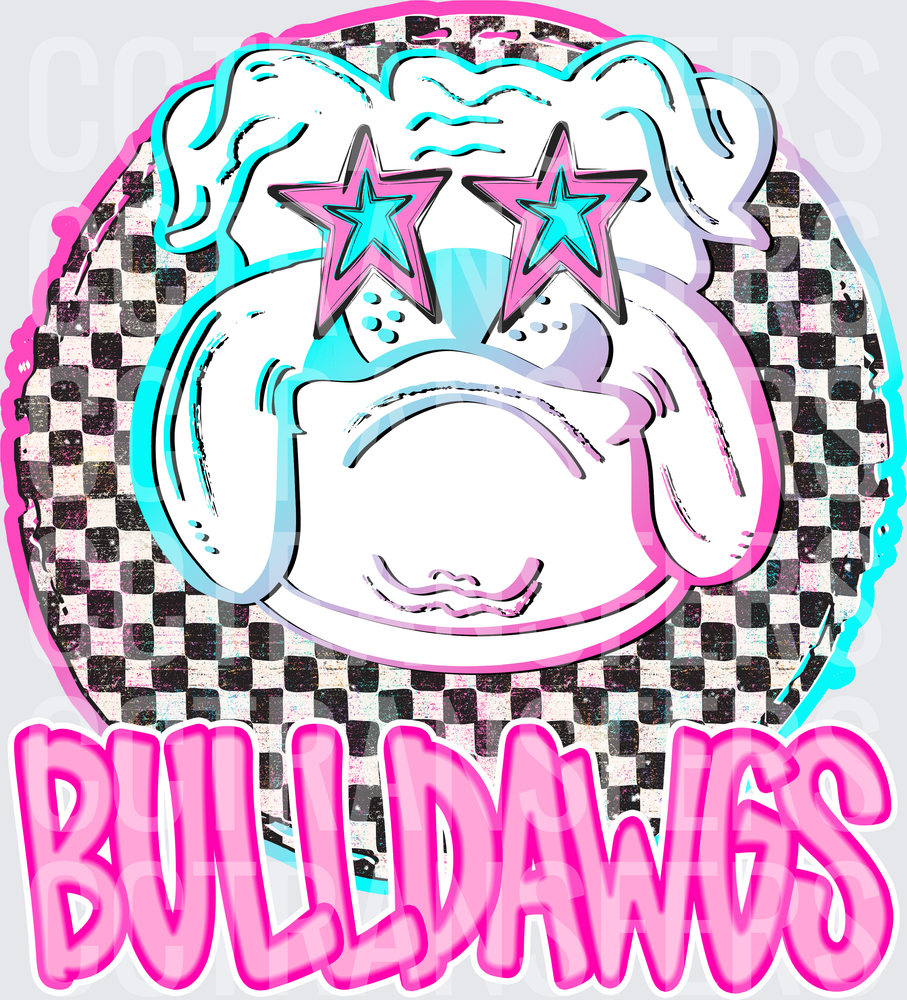 Retro Bulldawgs Bulldog Star Sunglasses Checkered (DTF)