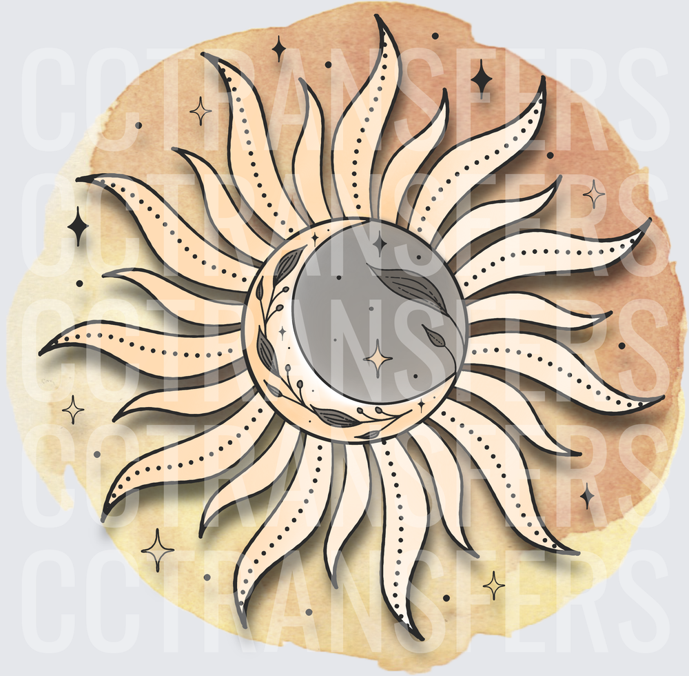 Boho Celestial Sun Moon Floral Stars Mystical (DTF)