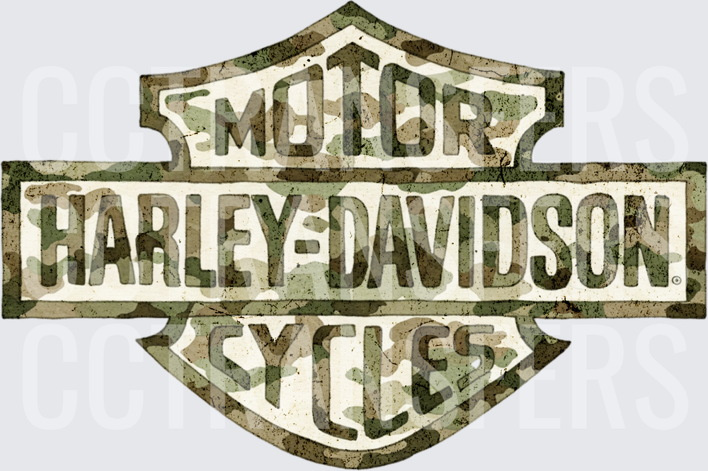 Camo Motor Harley-Davidson Cycles Bar Shield Logo (DTF)